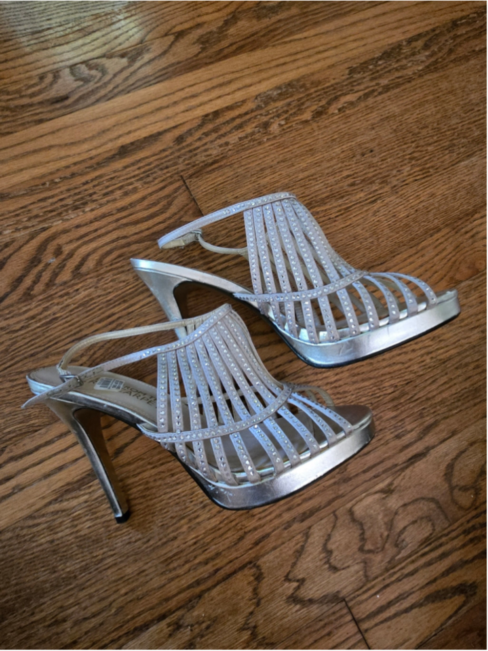 Women's Live From The Red Carpet Silver Rhinestone Stiletto Heels-size 11